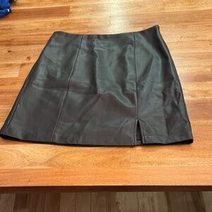 LOFT Black Faux Leather Mini Skirt